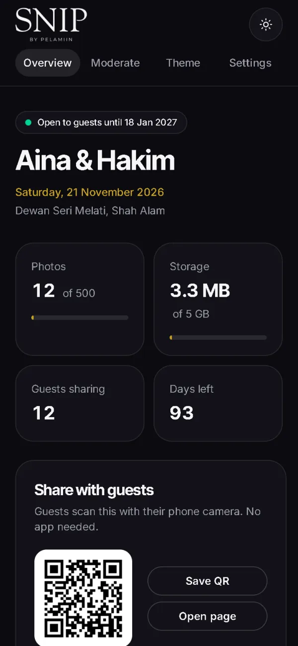 Host dashboard