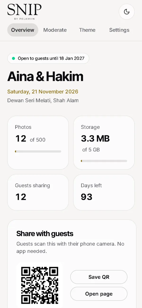 Host dashboard