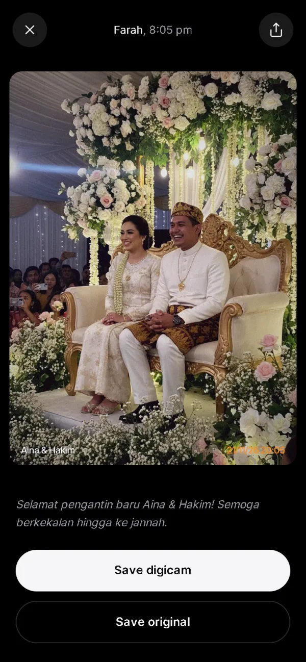 A photo opened with the guest’s wish