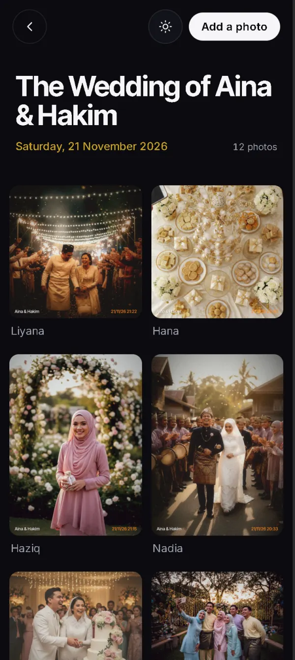 Shared gallery full of guests’ photos