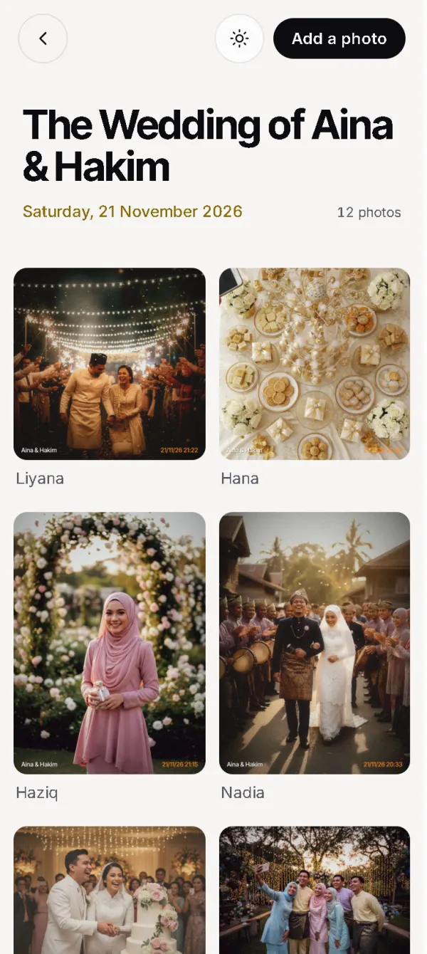 Shared gallery full of guests’ photos